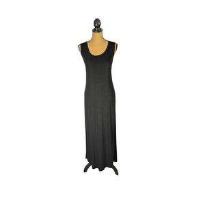 Chico’s Travelers Black Sheer Maxi Dress Womens 1 Medium 90s CBK Minimalist